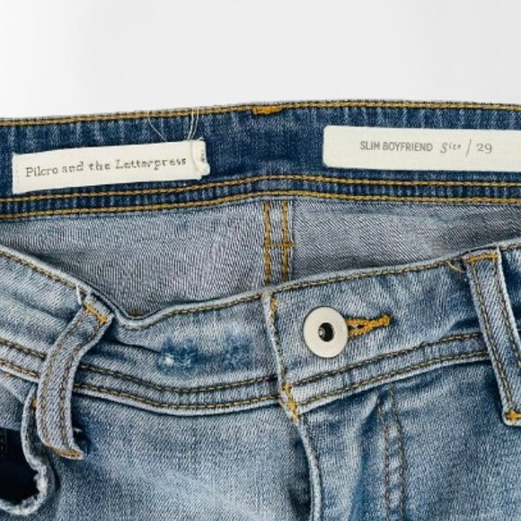 Anthropologie Pilcro Mid-Rise Slim Boyfriend Floral Embroidered Jeans Size 29 - Picture 9 of 13